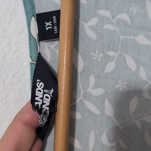 Lands End Faux Wrap Dress Modal Sage Teal White Leaf Floral Twist Summer Size 1X - Picture 4 of 12